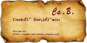 Csekő Benjámin névjegykártya