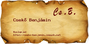 Csekő Benjámin névjegykártya